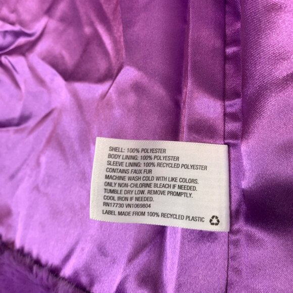 Cat & Jack Girls XS 4/5 Purple Gray Color Block Fuzzy Jacket Stripe - Picture 4 of 6